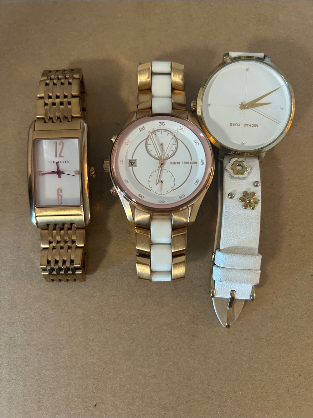 Michael Kors Gold and White Women's Watch